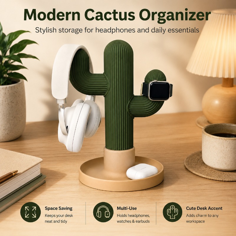 حامل سماعات رأس بتصميم صبار بس - مراجعة Headphone Stand Desk وسعره